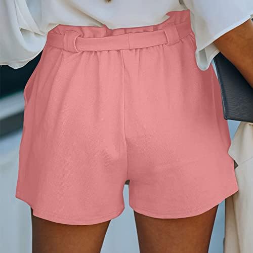 מכנסיים קצרים לנשים Uqrzau אופנה קיץ מזדמן קורדרוי מוצק רצועת מותניים גבוהה מכנסיים קצרים מתכווננים עולה