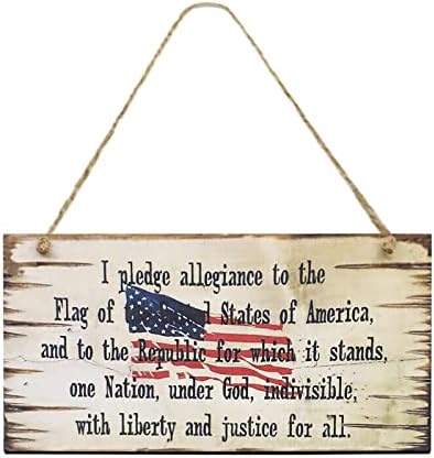 Apodty American Onmentence יום עצמאות מעץ וינטאג 'מלאכת מלאכת יצירת יצירת יום עצמאות ביתית מלבן עץ מלבן