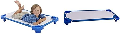 ECR4KIDS פעוטות מיטת מיטת טעם עם סדינים, מעון יום הניתן לערימה מיטת שינה, 40 22 L x 23 22 W, מוכן להמקה, כחול