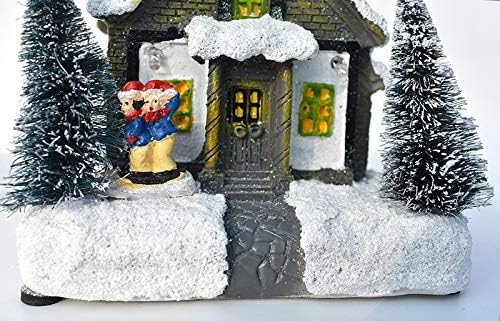 שרף חג המולד סצנת כפר בתי העיר עם חם לבן הוביל אור חג המולד קישוט