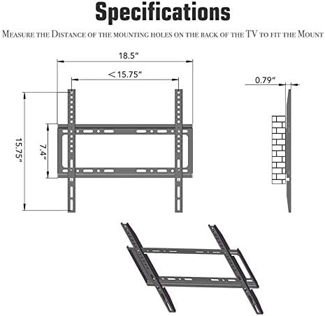 מדף קיר טלוויזיה מנירוסטה לקיר לרוב הטלוויזיות המעוקלות השטוחות בגודל 26-55 אינץ', קיר טלוויזיה עומד עד 50 ק