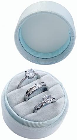 עגול טבעת תיבת לחתונה טקס-פרימיום עתיק 3 חריצים נושא טבעת תיבת בציר טבעת תיבת עם מכסה נתיק לחתונה טקס הצעת