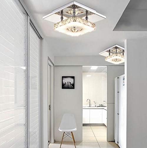 אורות תקרה של YGQZM תאורת קריסטל מקורה LED LED מנורת תקרה לחדר אוכל מגורים קישוט ביתי