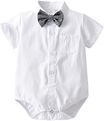 בנים תינוקות חליפה רשמית טבילה ג'נטלמן תלבושות טבילה תלבושות שרוול קצר רומפר רומפר + מכנסיים קצרים מכנסיים