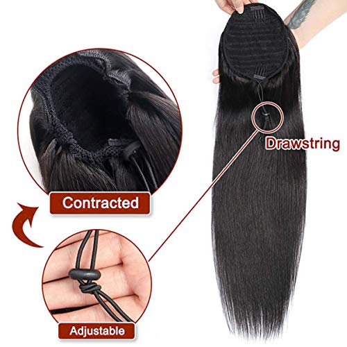 ישר שיער טבעי קוקו שרוך פאף קוקו נוכריות לנשים עם שני קליפים 1 ב 120 גרם סט