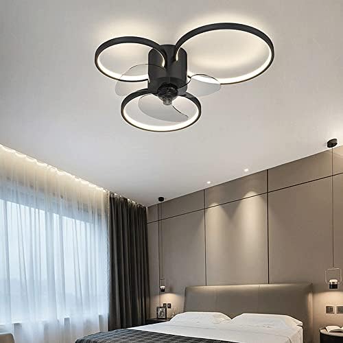 מאווררי תקרת LED של אלקסדוט עם אורות, 6 מהירויות נורית תקרה לאוורר חדר שינה מודרני, גיאומטריה לעומק