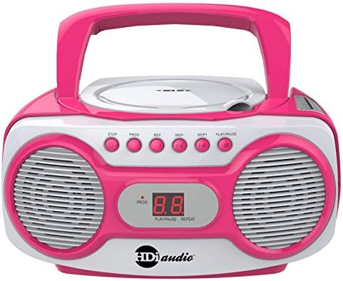 HDI Audio Sport Stereo נייד CD Boombox CD-518 נגן תקליטור נייד ורוד עם רדיו AM/FM ו- AUX Line-in