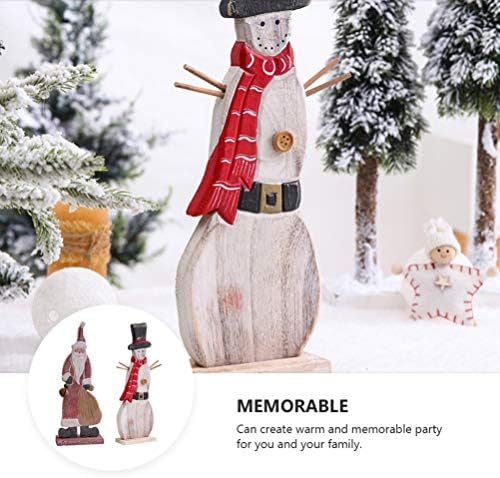 2 יחידות עץ שולחן חג המולד קישוט סנטה איש שלג צלמית קישוט חג המולד מסיבת חג שולחן עץ חצאית אח קישוט