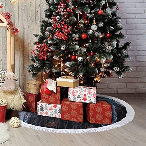 חצאית עץ חג המולד של זאב הודי יליד לקישוטים למסיבות חג עם תחרה ציצית