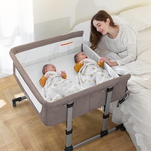 מיטת עריסה כפולה עבור תאומים, מיטת עריסה רדומה עבור 2 תינוקות, תינוק שיתוף רדום מיטת עריסה מתחבר מיטה,