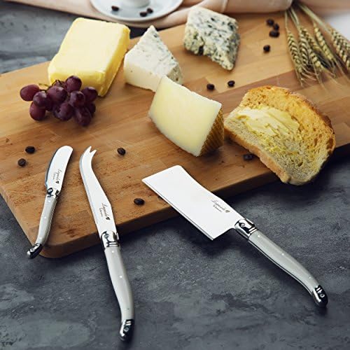 Laguiole מאת FlyingColors סכין סכין סכין סכין סט סכין, נירוסטה, ידית צבע שחורה, 3 חתיכות