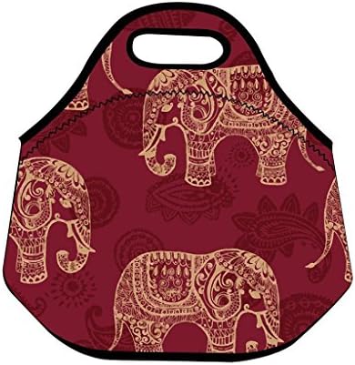 תיק אוכל ניאופרן מבודד עם פיל אדום וינטג ' מעצב ארוחת צהריים לנשים בנות בני נוער מבוגרים