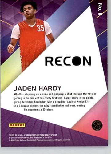2022-23 Panini Chronicles Draft Picks recon 11 Jaden Hardy NBA G League RC טירון כרטיס מסחר בכדורסל