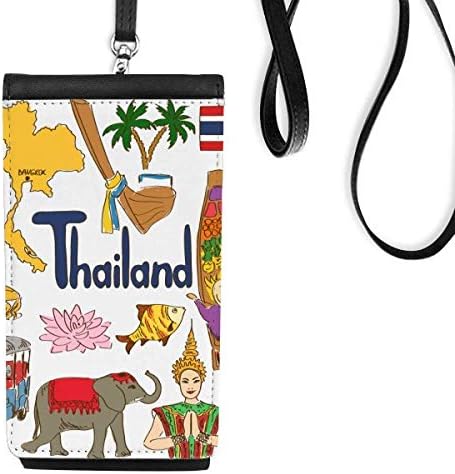 תאילנד נוף בעלי חיים חיות דגל לאומי ארנק טלפון ארנק תליה כיס נייד כיס שחור