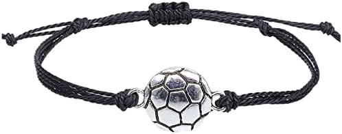 עגילים טרנדיים צמידי כדורעף קסם צמידי תכשיטים קלועים מתכווננים צמידי כדורגל עמיד למים חוט שעווה עטוף כדורעף