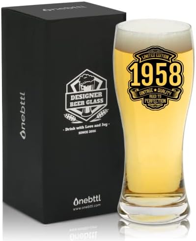 OneBttl מתנות ליום הולדת 65 לגברים, מהדורה מוגבלת 1958, מתנות BDay בני 65 לגברים, כוס בירה, וינטג '1958