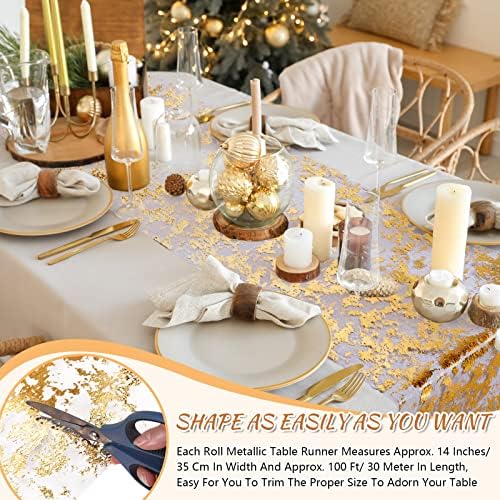 זהב שולחן רץ נצנצים גליטר שולחן רץ רול מתכתי רשת זהב בד עבור שולחן דקור סידורי חתונה קישוטי חג המולד חתונה