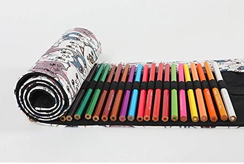 עפרון עפרון צבעי עפרון 72 חישוק, עיפרון בד אחסון מארגן מארגן עפרונות צבעוניים, שקית ארגון עיפרון עטוף.