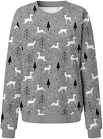 קפוצ'ונים לסתיו לנשים Chirstmas Graphic בגדים מזדמנים סווטשירטס חולצות חג המולד חגורה של איילים