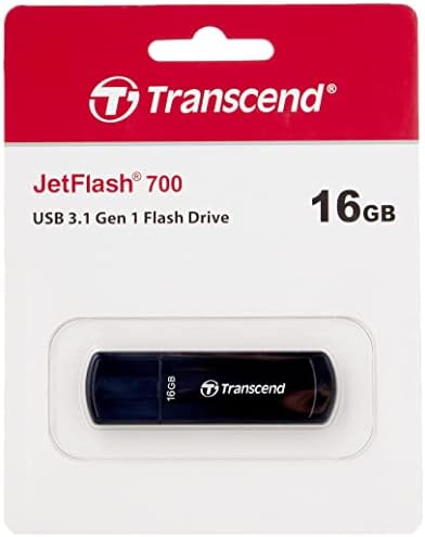 התעלה על 16 ג'יגה -בייט Jetflash 700 USB 3.1 כונן הבזק, שחור
