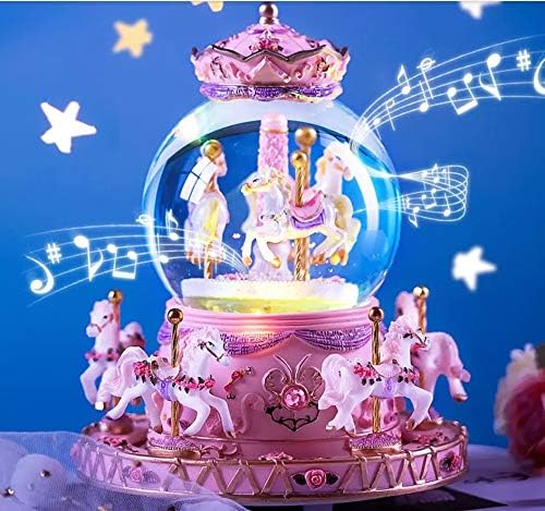N/A קופסת מוסיקה קרוסלה קרוסלה בובת בובת בובות מיניאטורות בית בובות עם טירה בשמיים מנגינה מושלמת למתנת