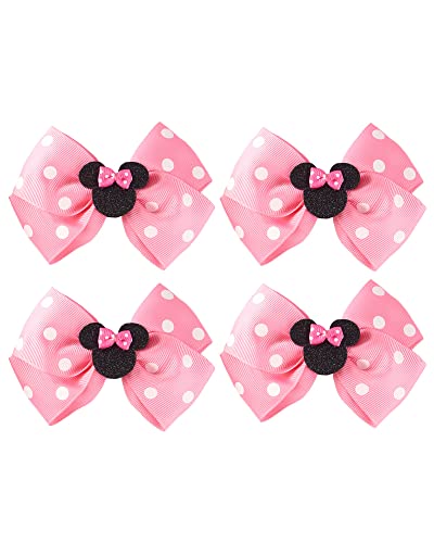 4 יחידות עכבר אוזני קשת קליפים עבור בנות נשים 4 אינץ מסיבת יום הולדת קישוטי מתנת תלבושות שיער אביזרי