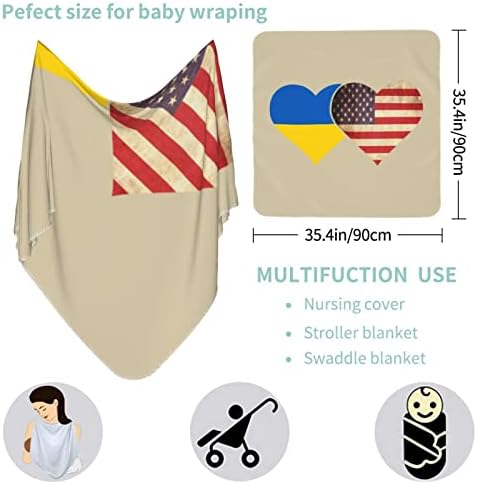 דגל אוקראינה ודגל אמריקאי שמיכה לתינוקות מקבלת שמיכה לעטיפת כיסוי חוט -יילוד של תינוקות