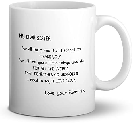 דוטיין שלי יקר אחות קרמיקה ספל-11 אונקיות מצחיק אחות מתנת קפה חלב תה ספל כוס,אחות מתנות יום הולדת חג המולד מפני