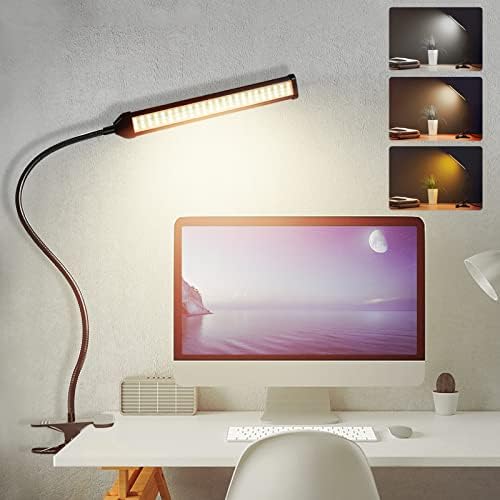 מנורת שולחן עבור משרדים ביתיים, קליפ USB עוקב עין על אור 3 מצבים 5 בהירות, אור שולחן LED מתכוונן אור