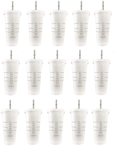 חבילת סטארבקס 15 חבילות-כוס קרה חלבית לשימוש חוזר 24 אונקיות עם מכסה וקש ירוק עם פקק