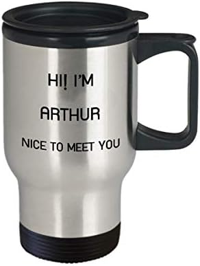 אני ארתור ספל נסיעות שם ייחודי מתנת כוס מתנה לגברים נשים 14oz נירוסטה