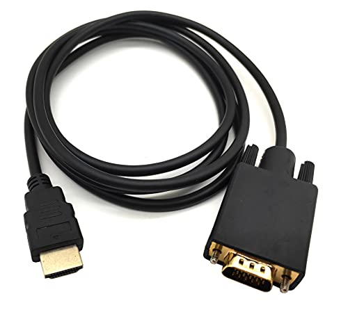 כבל מתאם HDMI ל- VGA, Haokiang 6ft/1.8 מ 'מצופה זהב 1080p HDMI זכר ל- VGA זכר פעיל וידאו ממיר תמיכה