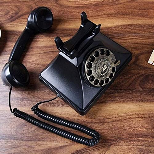 KLHHHG טלפונים ואביזרים ישנים טלפון עתיק ישן רטרו קרקע קווי משרד ביתי טלפון סיבוב מתכת שחור