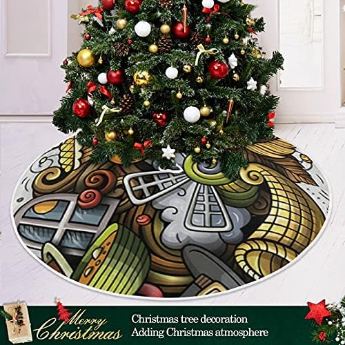 חג ההודיה שמח סתיו מצויר מצויר חצאית עץ חג המולד 36 אינץ '/48 אינץ' תפאורה ביתית לחצאית עץ חג המולד