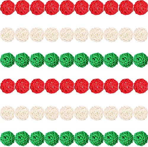 60 יח 'כדורים דקורטיביים לחג המולד לחתיכת קערה מרכזי לבן אדום ירוק 1.8 אינץ