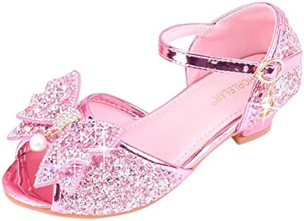 נעלי ילדים עם יהלום סנדלים מבריקים נעלי נסיכה קשת עקבים גבוהה מראים נעלי נסיכה נעלי בלט לילדים