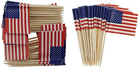 קיסמי שיניים דגל אמריקאי ארהב דגל עוגת ארהב טופר קאנטרי קיסם דגלים בוחרים לחביבות מסיבות ציוד קישוטים, 150