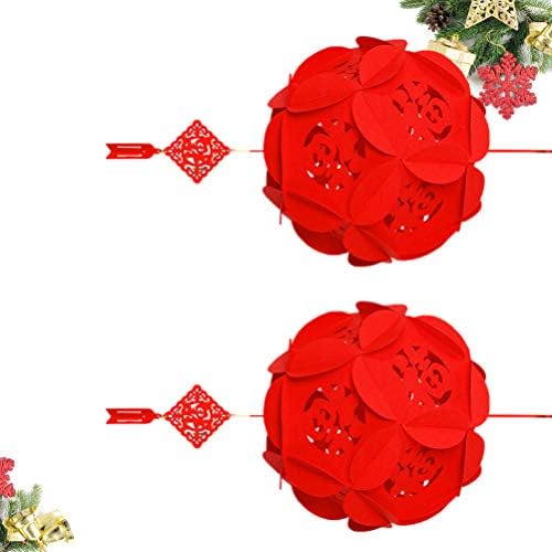 Nuobesty 2 pcs סיני נייר אדום פנסים שנה חדשה תלויה פנסים תלויים אדומים פנסי תלת מימד תלת מימד