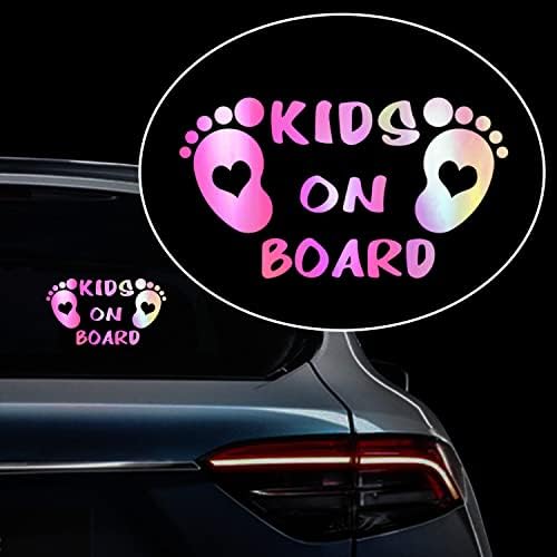 Iprokiu 3pcs תינוק על סיפון מדבקה לילדים ברכב על מדבקות רכב טביעת רגל חמוד