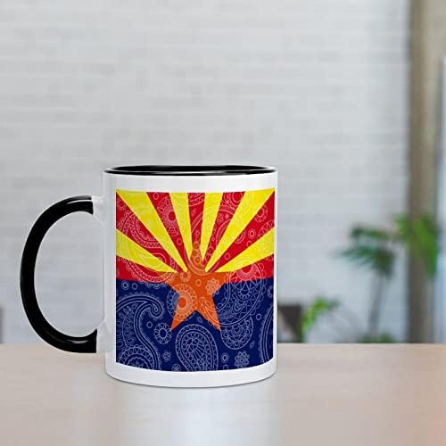 מדינת אריזונה פייזלי דגל קרמיקה ספל קריאייטיב שחור בתוך כוס קפה קפה ספלי ידית עמידות מתנות ייחודיות