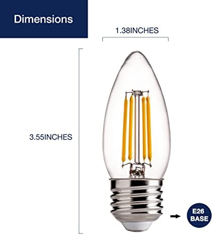 נורות מנורת לד ניתנות לעמעום 60 וואט שווה ערך ה26 בסיס, ב11 נורות נר נברשת לד, 2700 קראט לבן