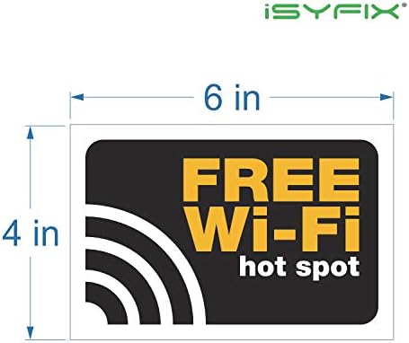 ISYFIX Wi -Fi בחינם של סימנים מדבקות - 6 חבילות 4x6 אינץ ' - ויניל דבק עצמי מובחר, למינציה לאוניברסיטת