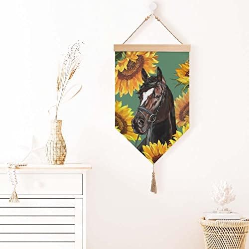 סוסי נודקיו עם חמניות פשתן כותנה תליית דגל שלט קיר ציור תמונה לקישוט מרפסת גן ביתי