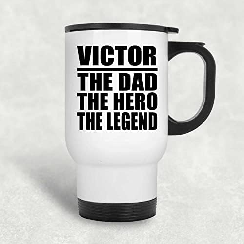 מעצב את ויקטור האבא הגיבור האגדה, ספל נסיעות לבן 14oz כוס מבודד מפלדת אל חלד, מתנות ליום הולדת יום