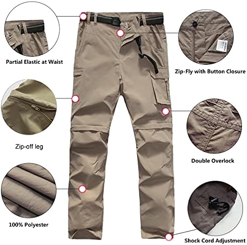 מכנסי הצופים של Jomlun Boy טיולים רגליים להמרה רוכסן יבש מהיר מכנסיים חיצוניים מטפסים מכנסיים
