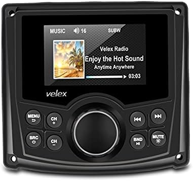 סטריאו ימי של Velex, נגן וידאו שמע FM/AM עם סטרימינג Bluetooth, ליאכטה, סירה, UTV, טרקטורונים, כוח