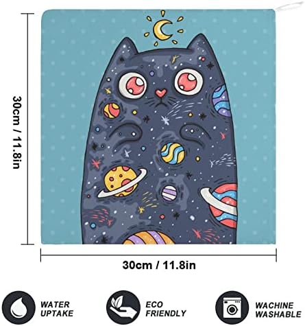 Lurnise מגבת יד כוכב לכת שטח ירח חתול מגבות מגבות מנה עיצוב שרוך לספורט מטבח אמבטיה