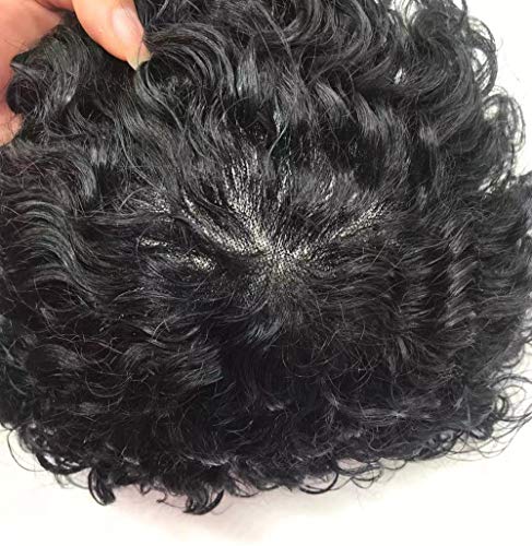 סינגה שיער גברים פאה 20 ממ גלי שיער טבעי החלפת מערכת אפריקאי אמריקאי פאה עמיד מונו תחרה עור סביב פאה עבור
