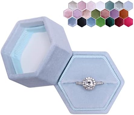 Blutete Hexagon Velvet תכשיטי חריץ יחיד טבעת תיבת אירוס