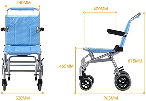 גלגלים, קל משקל מתקפל תחבורה כיסא גלגלים, עם תיק נשיאה & מגבר; להעיף גב זרועות יד-לדחוף-תכליתי קטנועים לקשישים